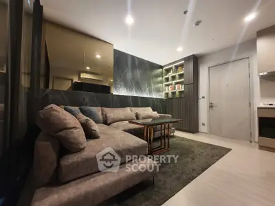 Modern living room with stylish decor and cozy sectional sofa