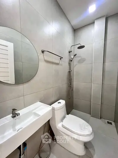 Modern bathroom with sleek fixtures and minimalist design