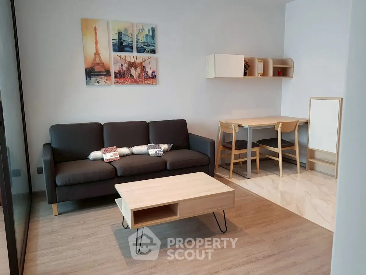 Modern living room with stylish furniture and elegant decor