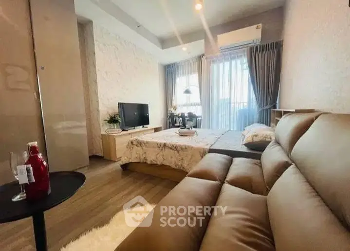 Cozy living room with modern decor and natural light