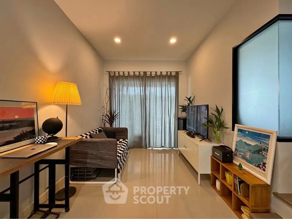 Modern living room with stylish decor and natural light