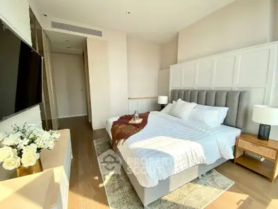 Luxurious bedroom with elegant decor and natural light