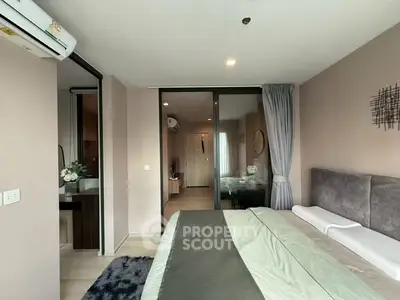 Modern bedroom with stylish decor and cozy ambiance