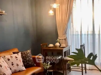 Cozy living room with stylish decor and natural light