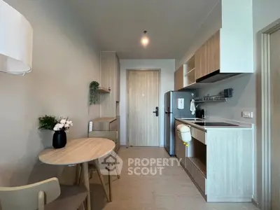 Modern kitchen with dining area in a stylish apartment