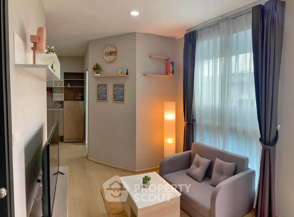 Cozy modern living room with stylish decor and natural light