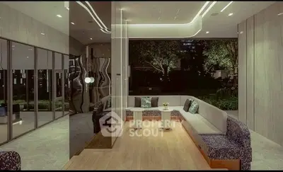 Luxurious modern living room with elegant seating and ambient lighting