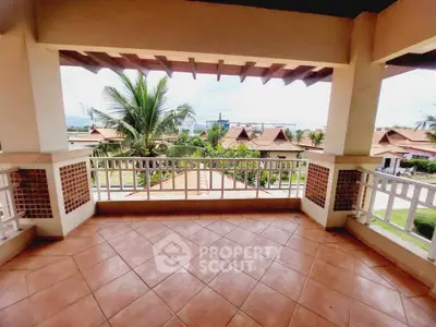 Spacious balcony with scenic view in tropical villa
