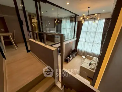 Modern duplex apartment with stylish living room and mezzanine bedroom
