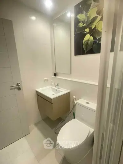 Modern bathroom with sleek fixtures and minimalist design