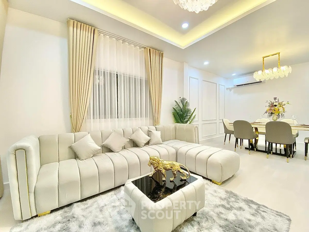 Luxurious living room with elegant decor and plush seating