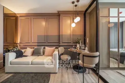 Stylish modern living room with elegant decor and cozy seating area