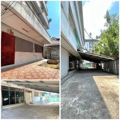 Spacious commercial property with ample parking and unique exterior design