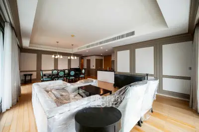 Spacious living room with modern furniture and open layout