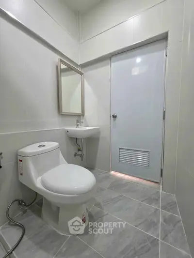 Modern bathroom with sleek fixtures and minimalist design