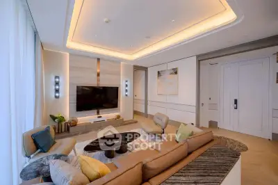 Luxurious modern living room with elegant lighting and stylish furniture