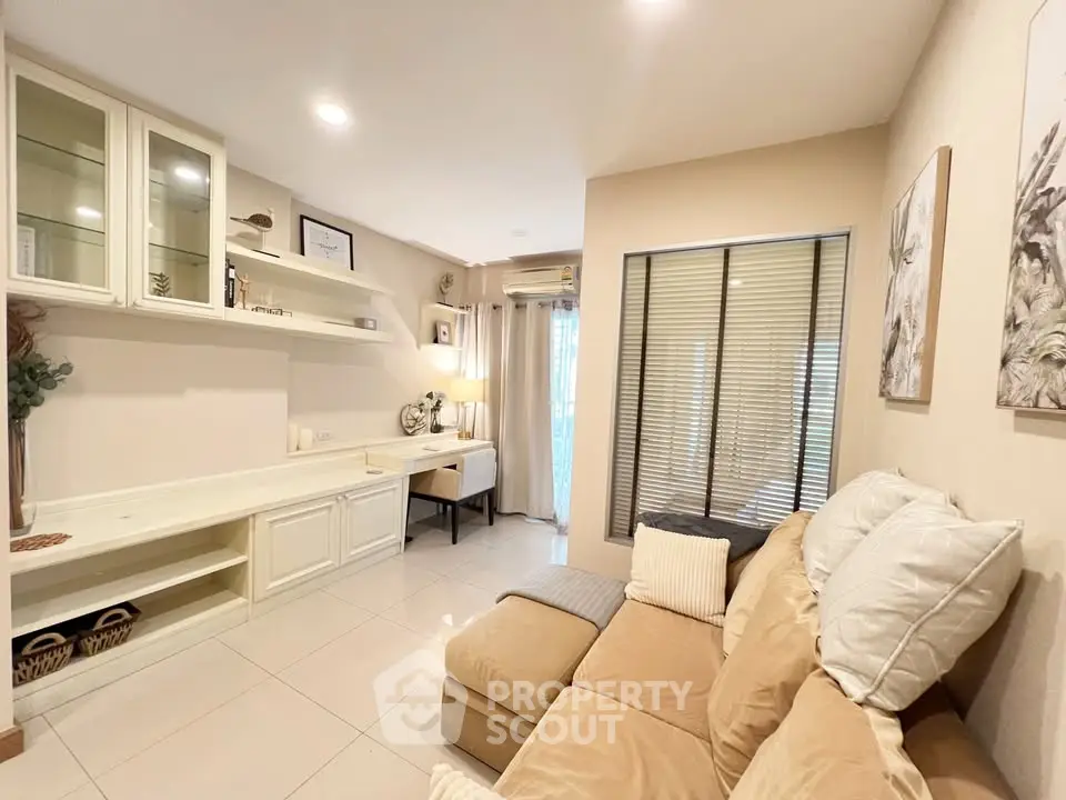Cozy living room with modern decor and natural light