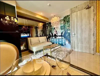 Luxurious modern living room with elegant decor and plush seating