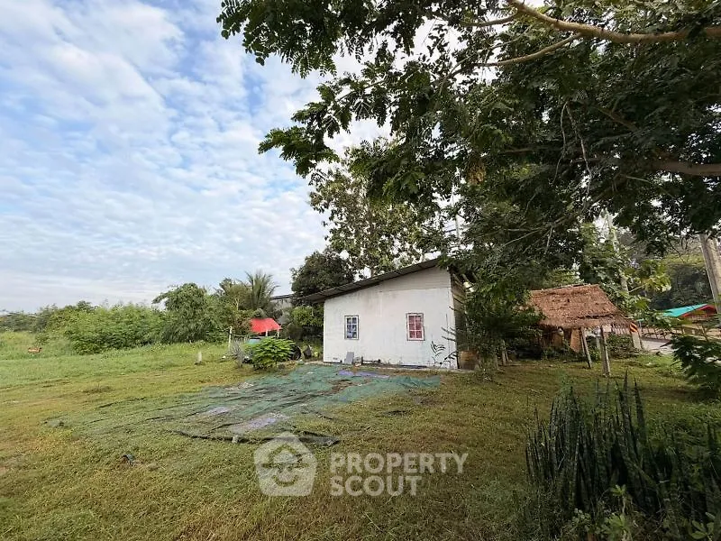 Charming rural property with lush greenery and rustic outbuildings, perfect for serene living.