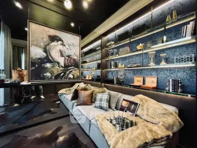 Luxurious living room with elegant decor and plush seating in modern apartment