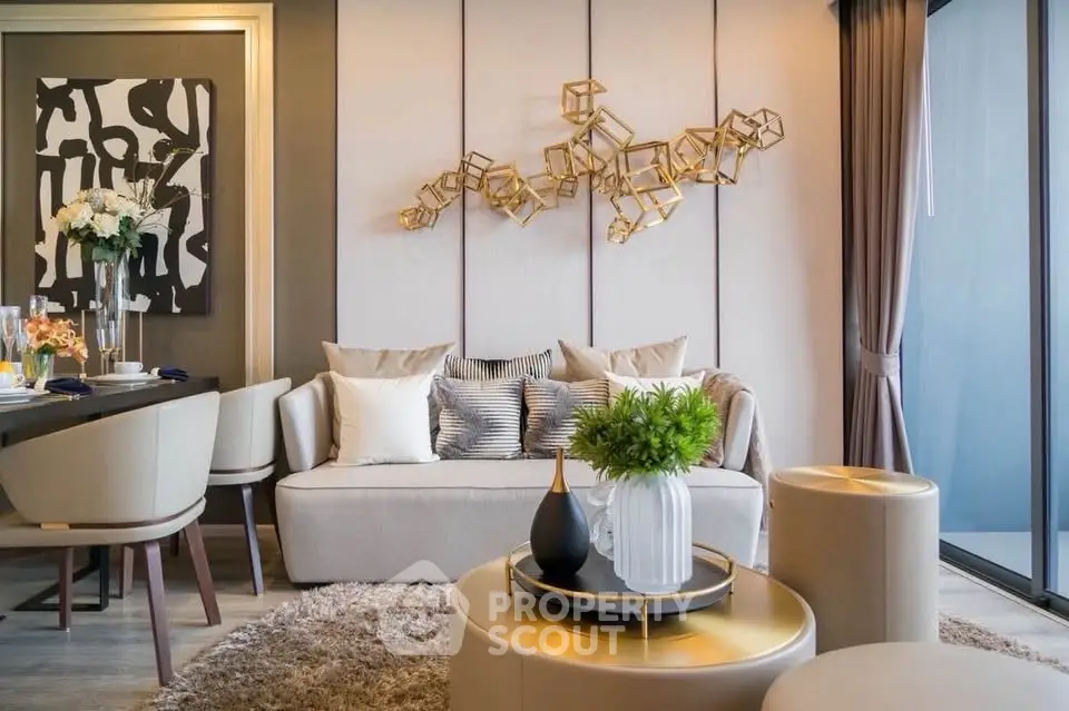 Luxurious modern living room with elegant decor and stylish furniture