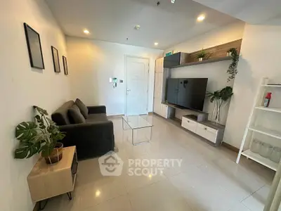 Modern living room with sleek furniture and stylish decor