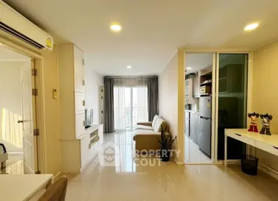 Modern living room with sleek design and natural light