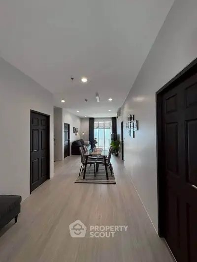 Spacious modern dining area with sleek decor and natural light