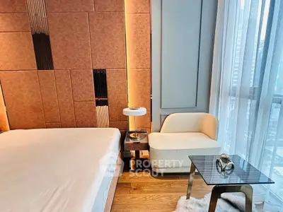Luxurious modern bedroom with elegant decor and large window view