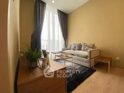Cozy living room with modern decor and natural light