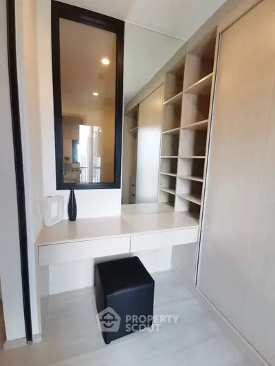 Spacious walk-in closet with modern design and ample storage space