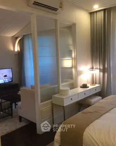 Elegant bedroom with cozy lighting and modern decor
