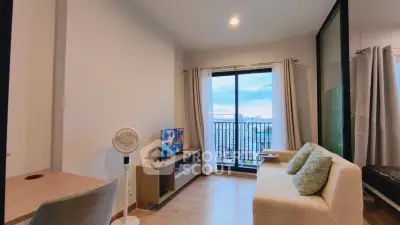 Modern living room with balcony view in stylish apartment
