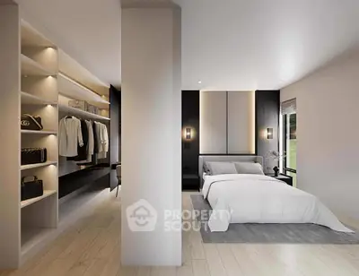 Luxurious bedroom with walk-in closet and modern design