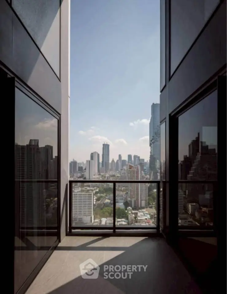 Stunning cityscape view from a modern high-rise balcony