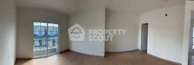 Spacious corner unit with balcony and wooden flooring, perfect for modern living.