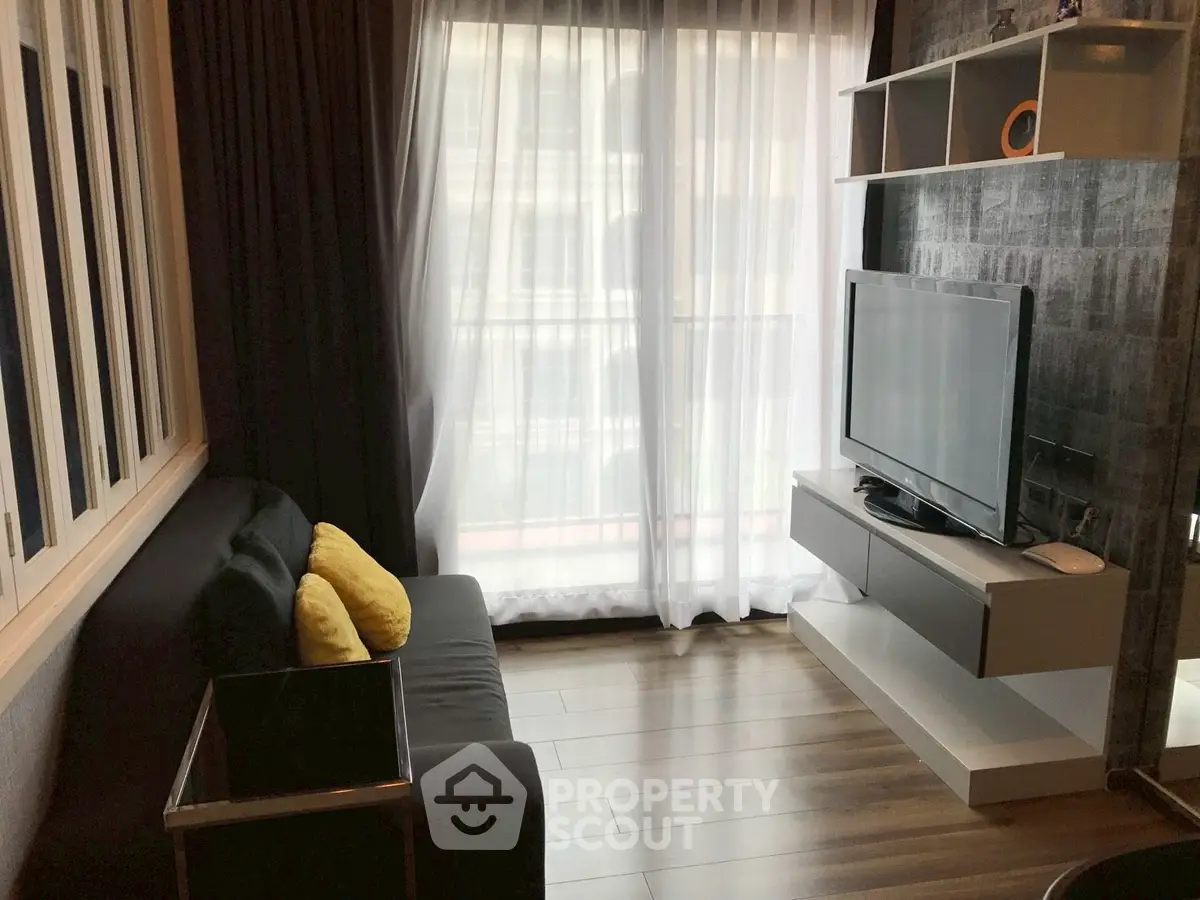 Cozy living room with modern decor and natural light