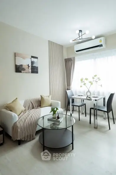 Modern living room with stylish decor and natural light