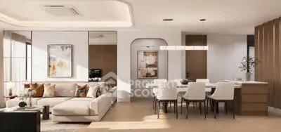 Luxurious modern living room with elegant dining area and stylish decor
