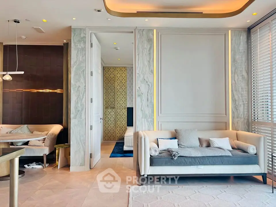 Luxurious modern living room with elegant decor and cozy seating area, perfect for relaxation and entertaining.