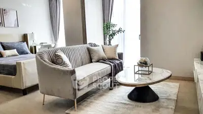 Luxurious modern living room with elegant decor and cozy ambiance