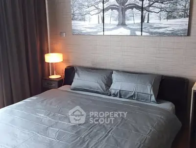 Cozy bedroom with modern decor and ambient lighting