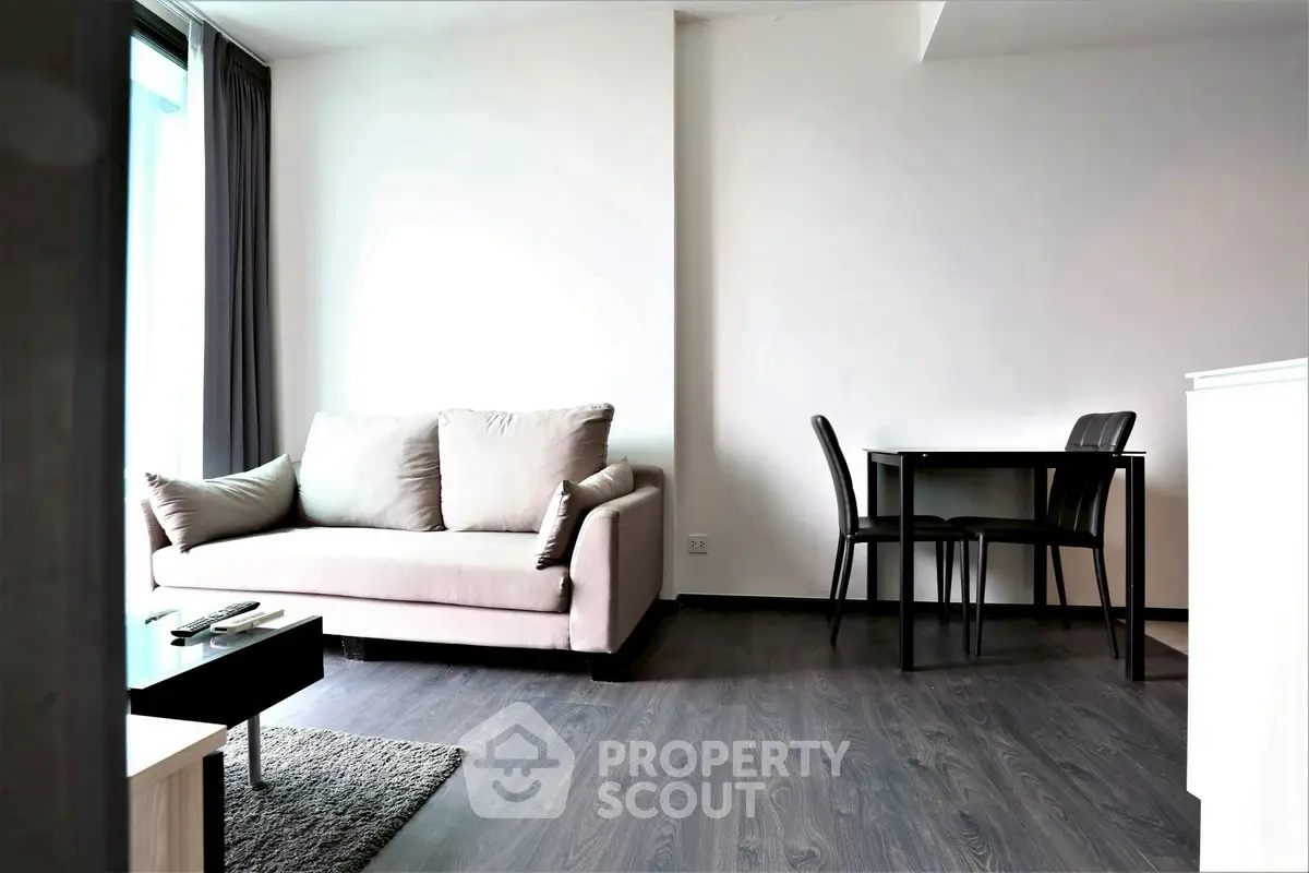 Modern living room with sleek furniture and natural light