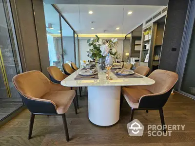 Elegant dining room with modern decor and stylish furniture