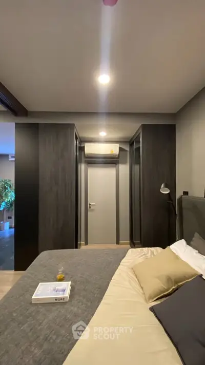 Modern bedroom with sleek design and cozy ambiance