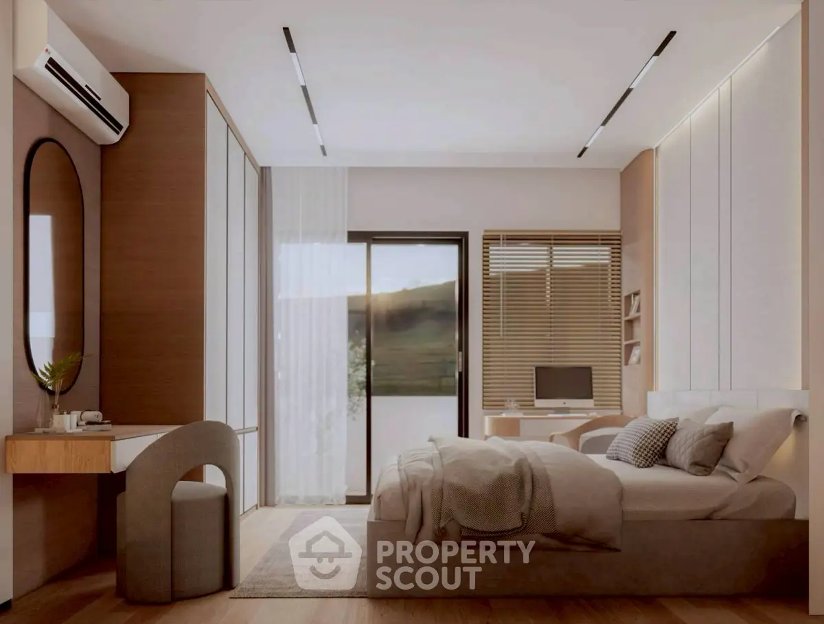 Luxurious modern bedroom with elegant decor and natural light