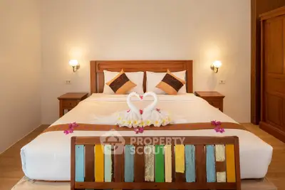 Luxurious bedroom with elegant decor and cozy ambiance