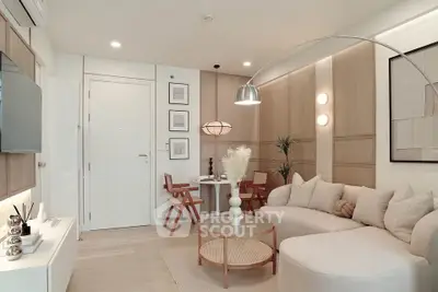 Elegant modern living room with cozy seating and stylish decor