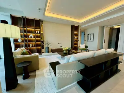 Luxurious modern living room with elegant lighting and stylish decor