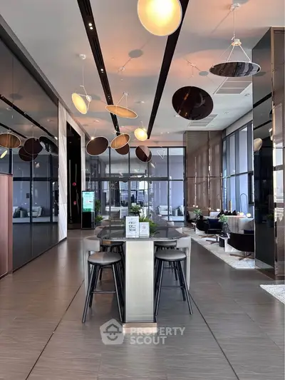 Luxurious modern living room with stylish decor and ample natural light